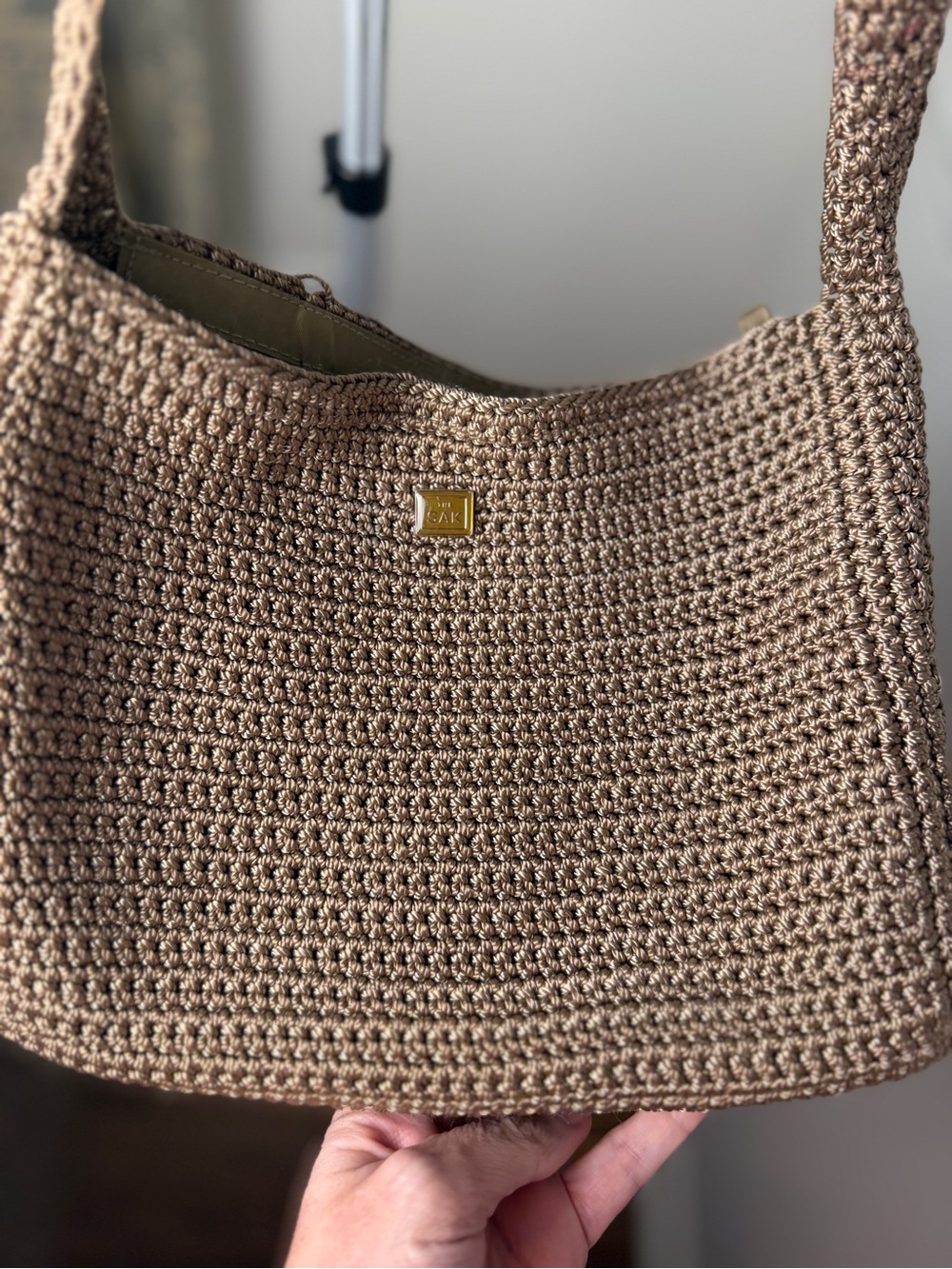 The Sak Metallic Bronze Crochet Shoulder Bag / Hobo Purse